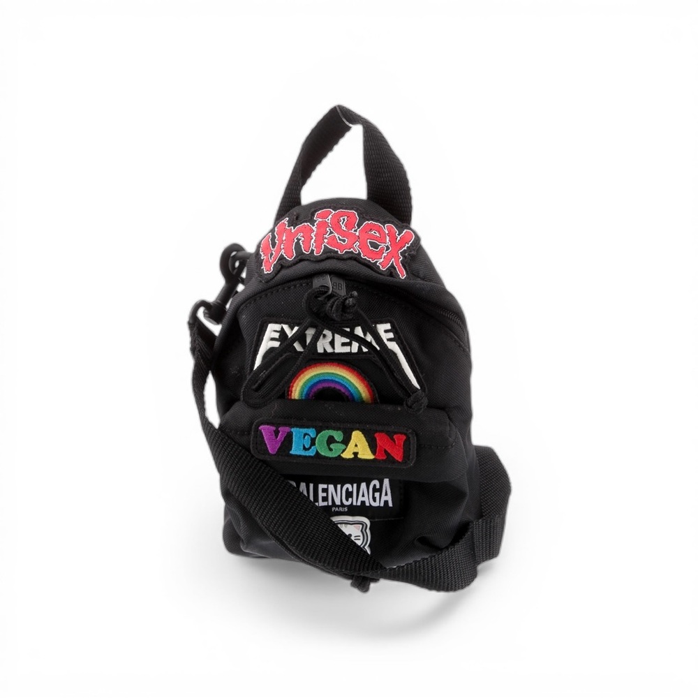Balenciaga Mini Explorer Backpack Crossbody Black Nylon Patches